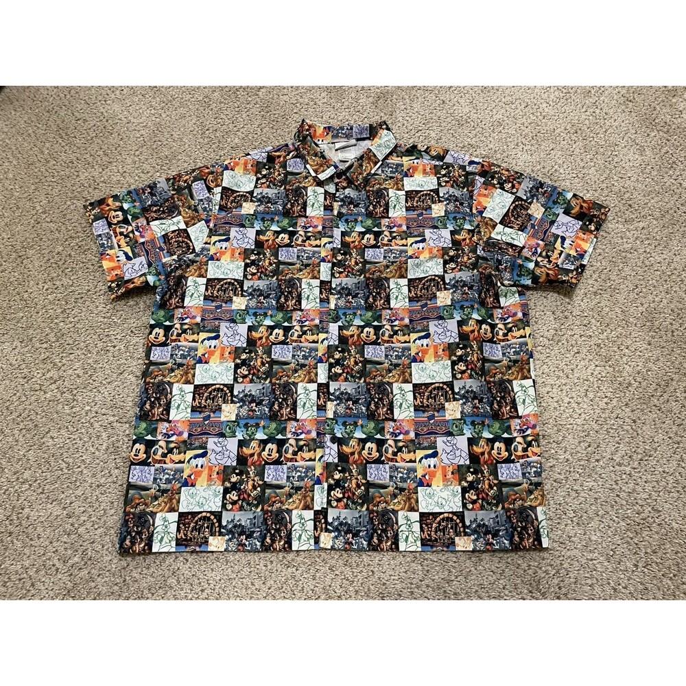 EUC Disney button up shirt sz XXL Collage multicolor pictures